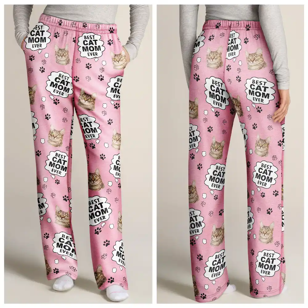 Custom Photo Meowy Catmas Merry Woofmas - Personalized Pajama Pants - Image 4