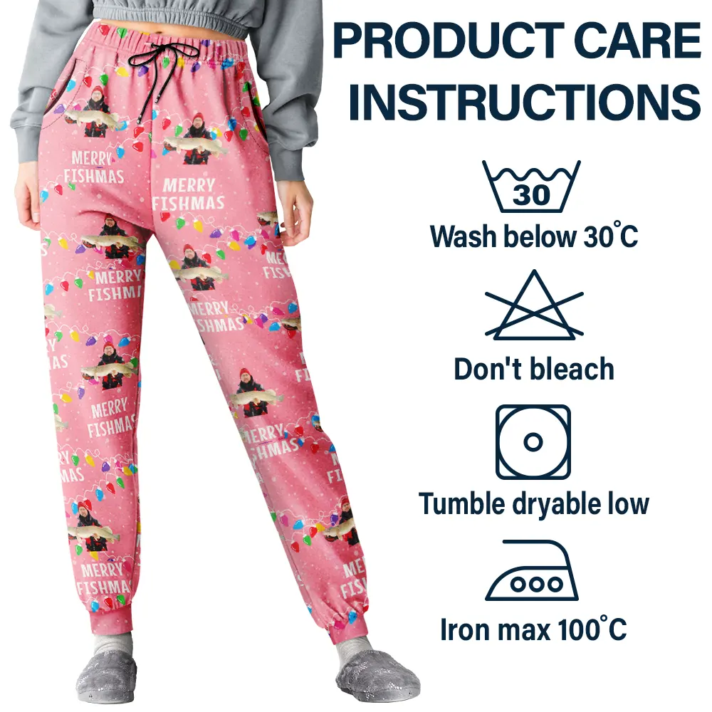 Custom Photo Merry Fishmas - Personalized Pajama Pants - Image 6