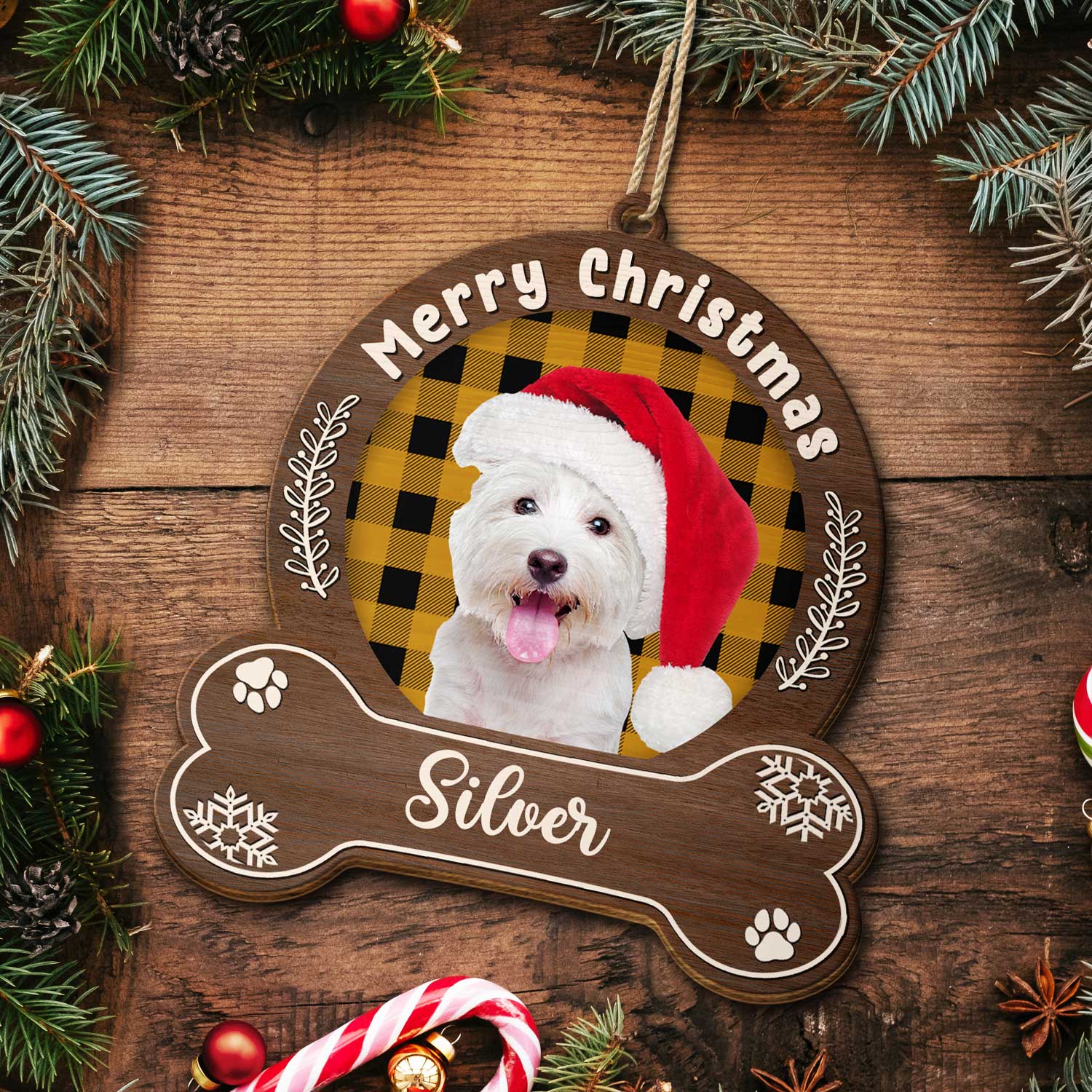 Custom Photo Merry Woofmas - Christmas Gift For Dog Lovers - Personalized Custom Shaped Wooden Ornament - Image 6