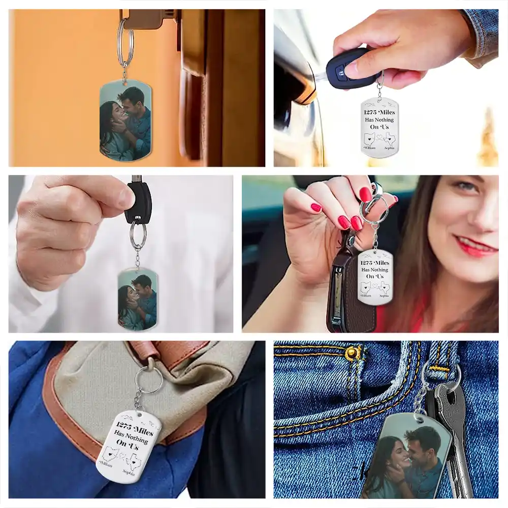 Custom Photo Miles Has Nothing On Us - Personalized Aluminum Keychain - Image 6