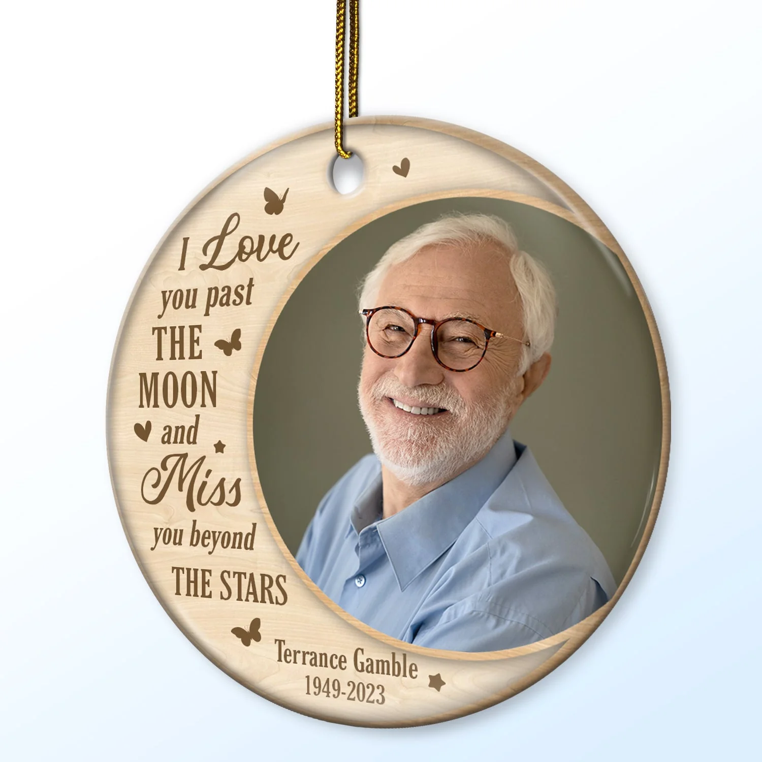 Custom Photo Miss You Beyond The Stars - Christmas, Memorial Gift - Personalized Circle Ceramic Ornament - Image 2