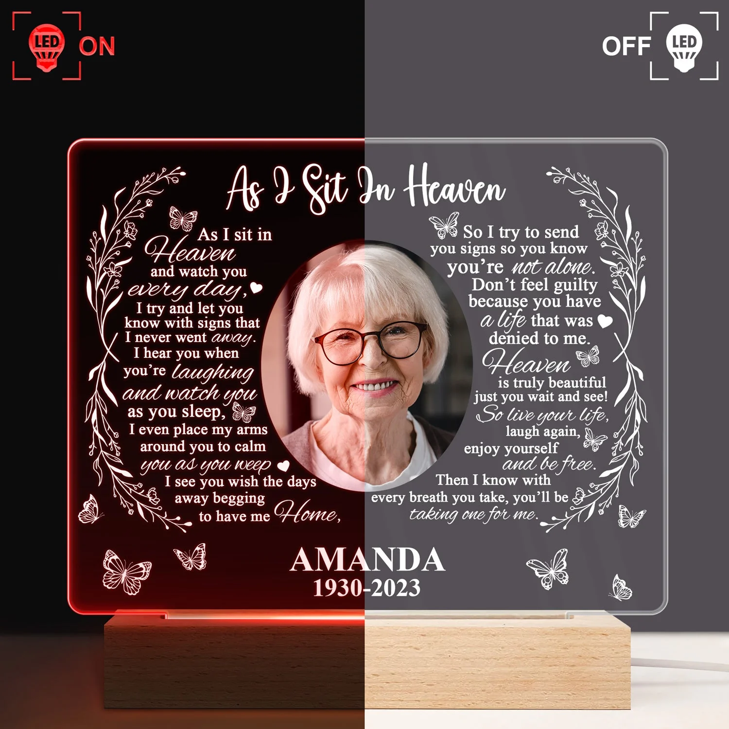 Custom Photo Missing You Always - Memorial Gift, Sympathy Gift For You Loved Ones - Personalized 3D Led Light Wooden Base - Image 3