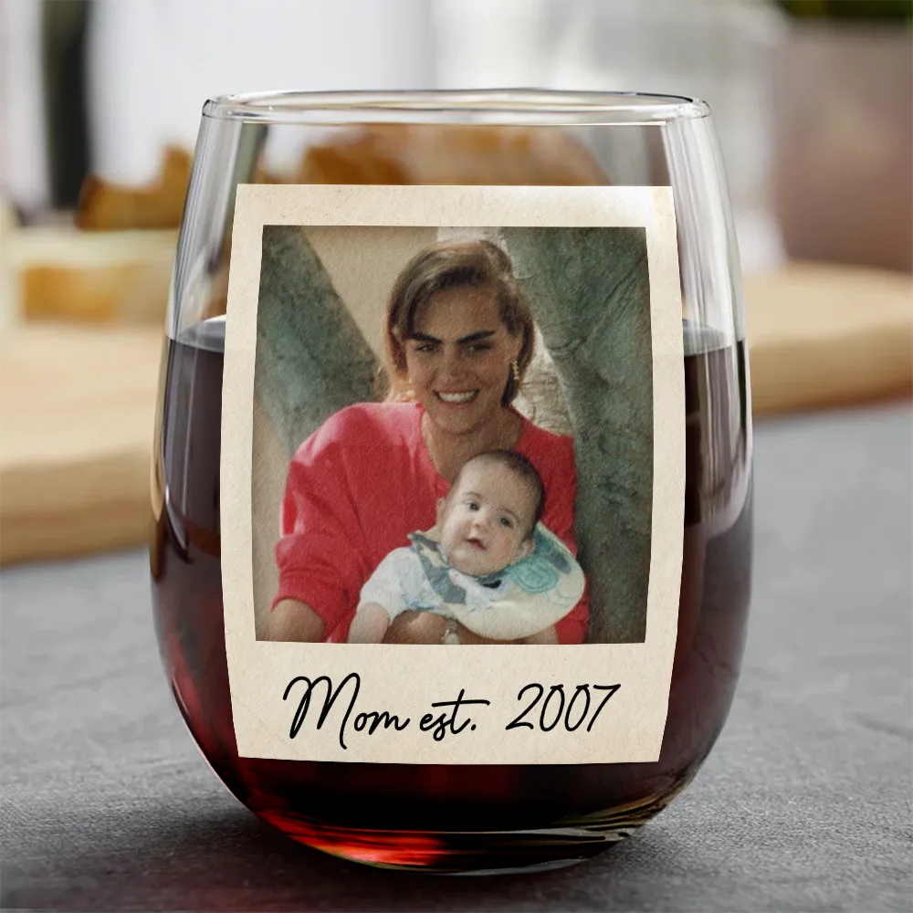 Custom Photo Mom Dad EST - Personalized Combo Wine & Whiskey Glass - Image 3