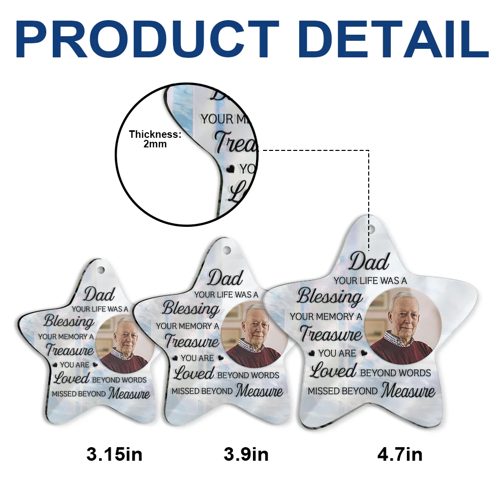 Custom Photo Mom Dad Your Life Was A Blessing Memorial - Personalized Custom Shaped Mirror Ornament - Image 6