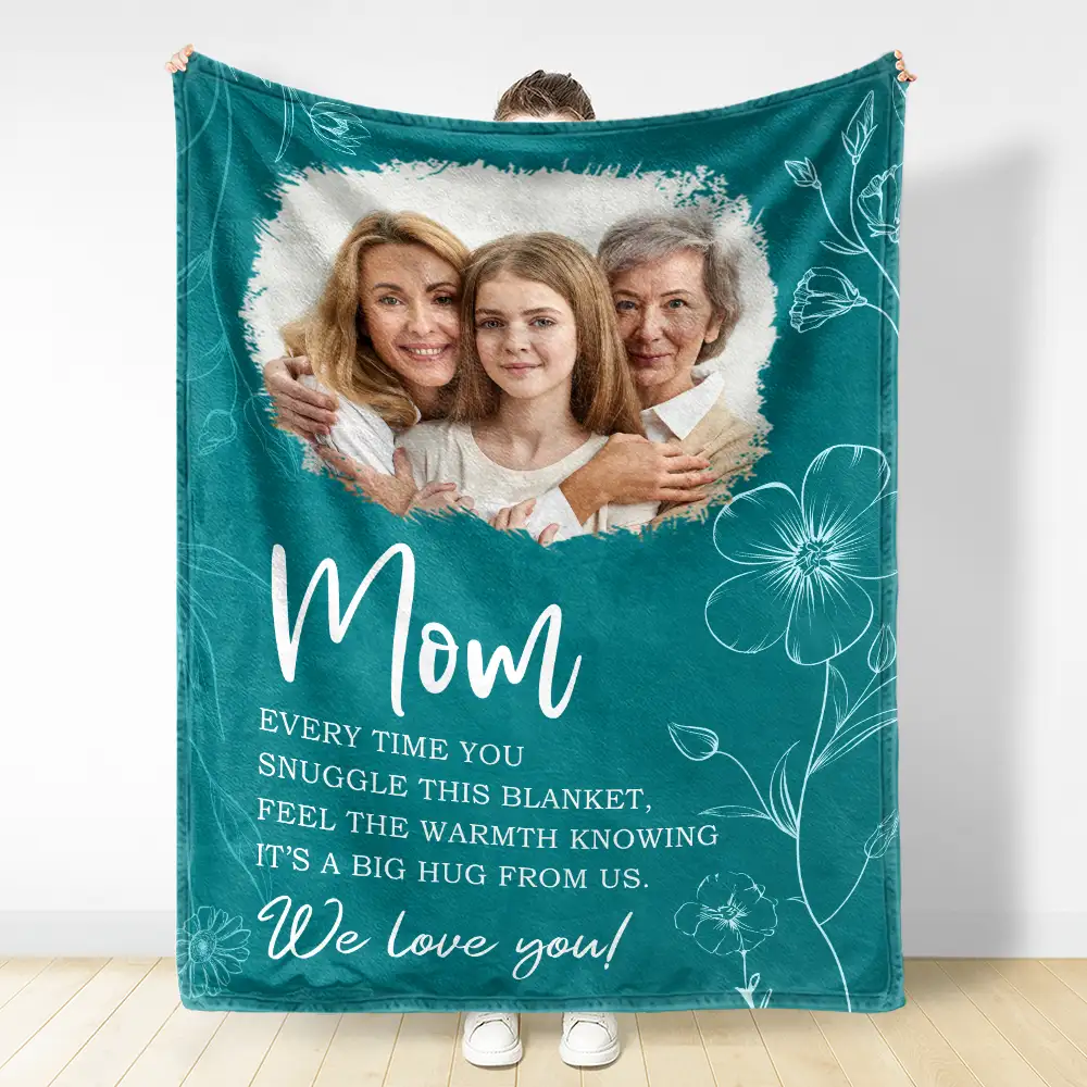 Custom Photo Mom Grandma Every Time You Snuggle This Blanket - Personalized Fleece Blanket, Sherpa Blanket - Image 3