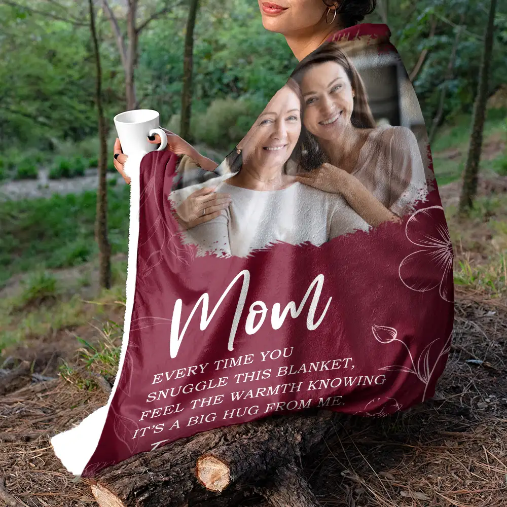 Custom Photo Mom Grandma Every Time You Snuggle This Blanket - Personalized Fleece Blanket, Sherpa Blanket - Image 5