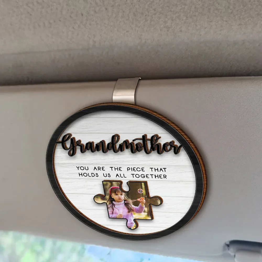 Custom Photo Mom Grandma Piece That Holds Us - Personalized Custom Shaped Car Visor Clip - Image 2