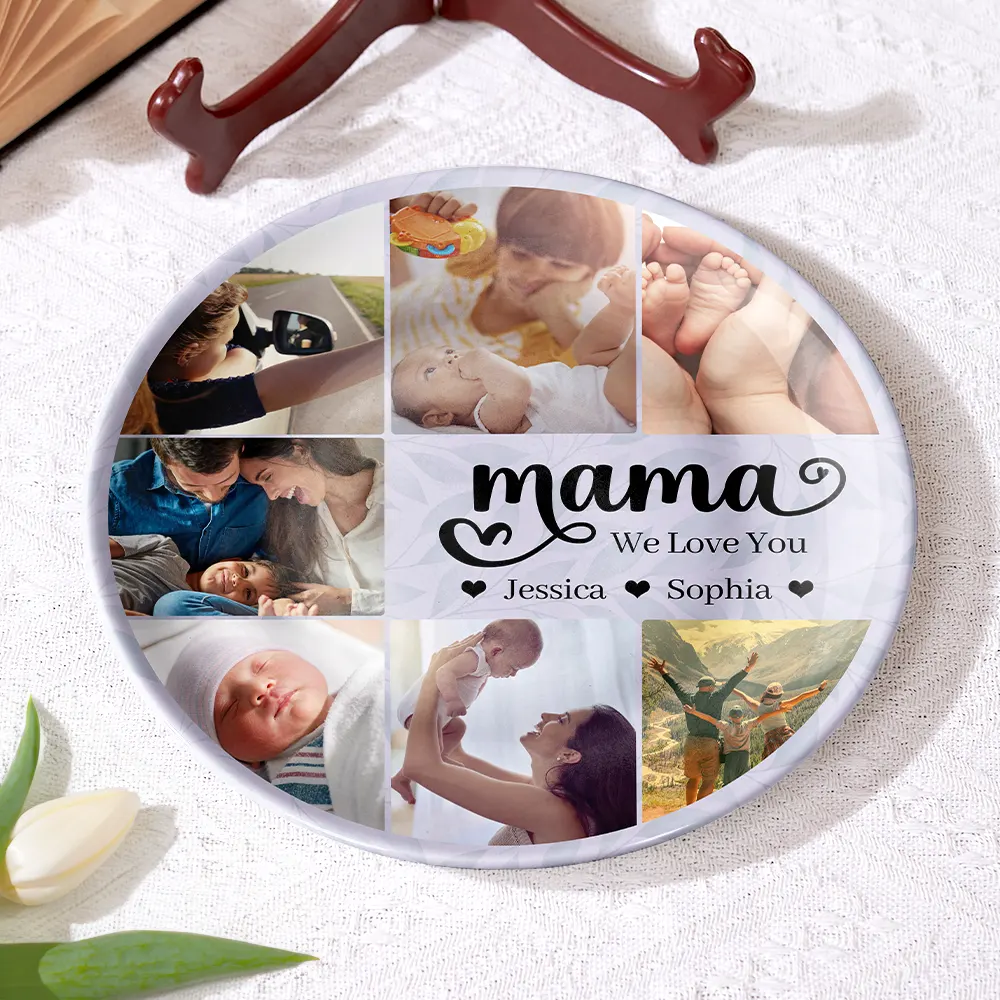 Custom Photo Mom Nana We Love You - Personalized Ceramic Plate - Image 4
