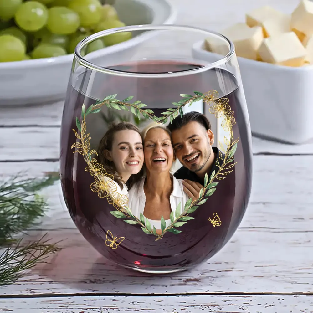 Custom Photo Mom Thanks For Putting Up With My Sibling - Personalized Stemless Wine Glass - Image 6