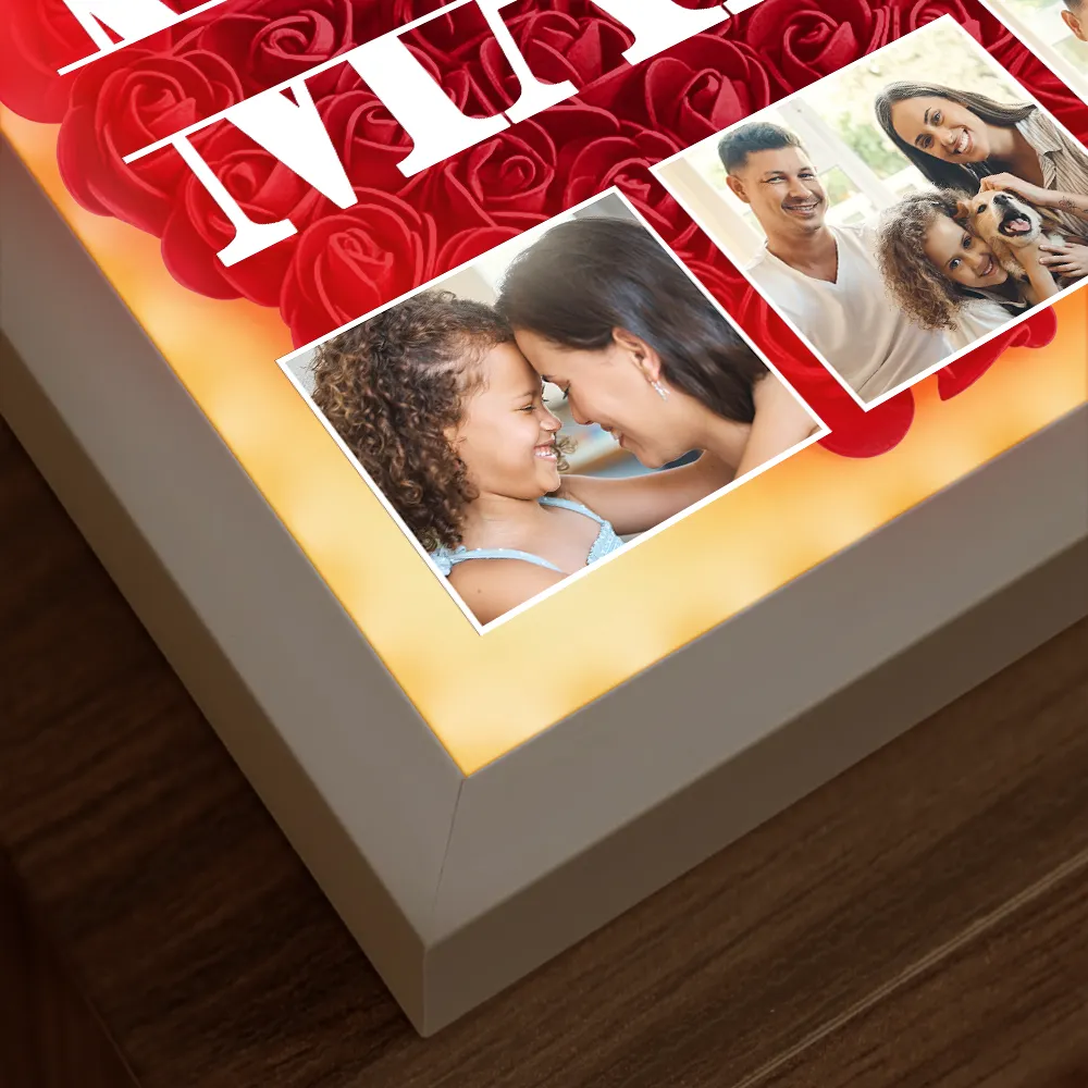 Custom Photo Mom We Love You - Personalized LED Light Flower Shadow Box - Image 5