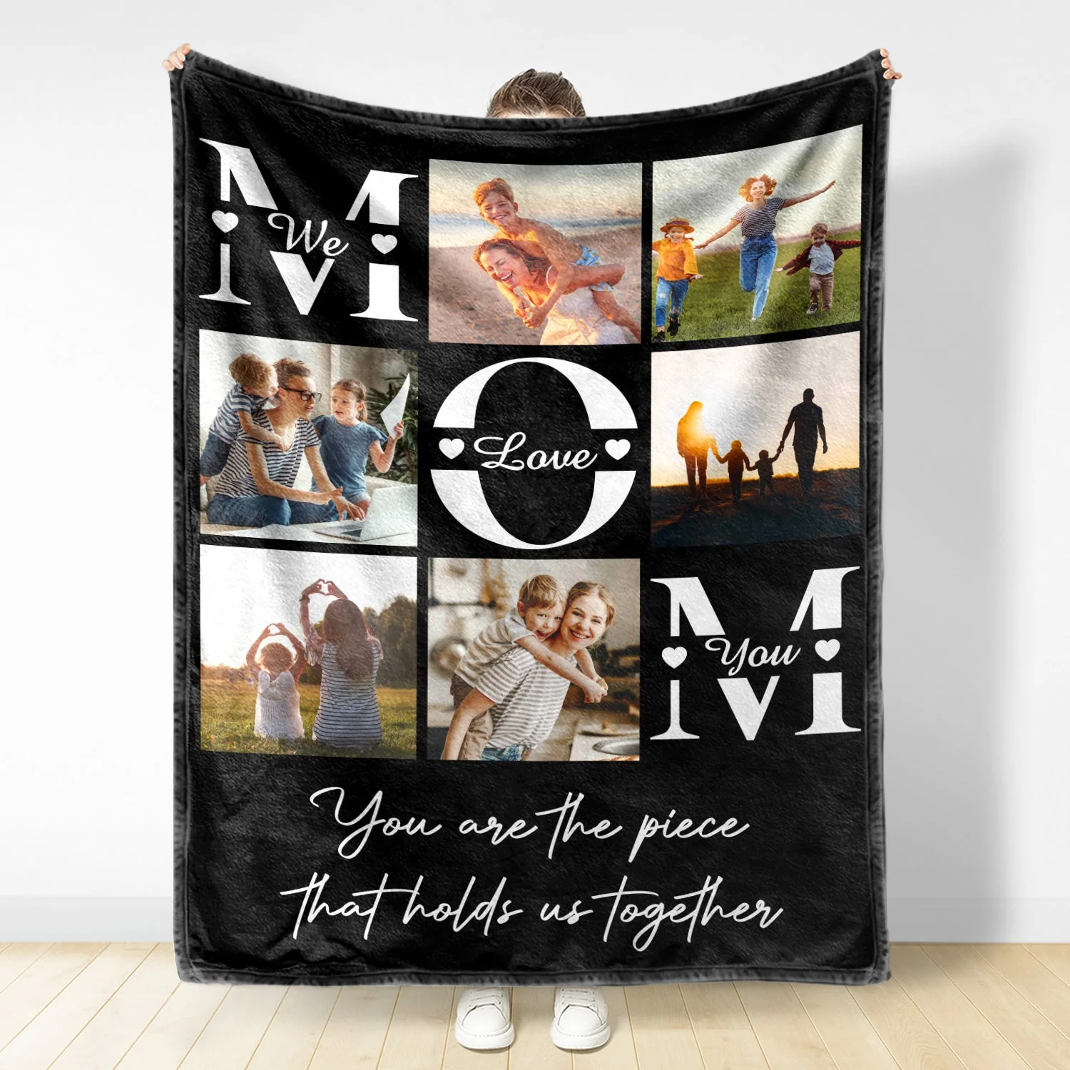 Custom Photo Mom You Are The Piece That Hold Us Together - Gift For Mom - Personalized Fleece Blanket, Sherpa Blanket - Image 3