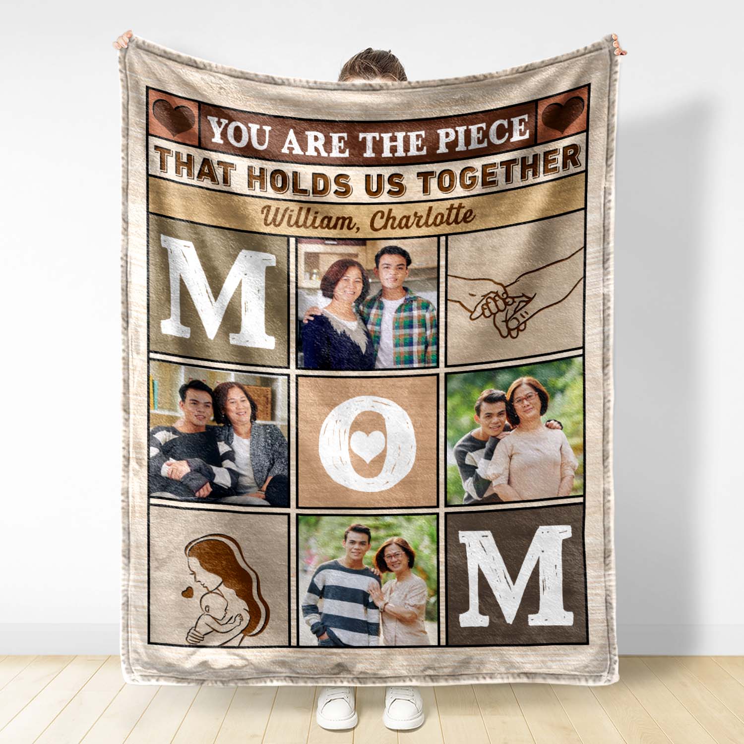 Custom Photo Mom You Are The Piece That Holds Us Together - Birthday, Loving Gift For Mother - Personalized Custom Fleece Blanket - Image 3