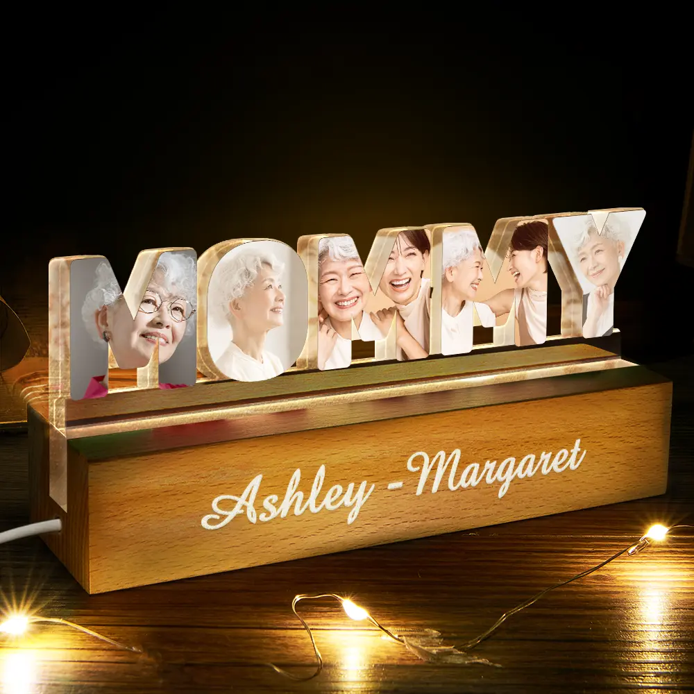 Custom Photo Mommy Grandma Custom Kid Grandkid Name - Personalized Custom Shaped LED Light - Image 3