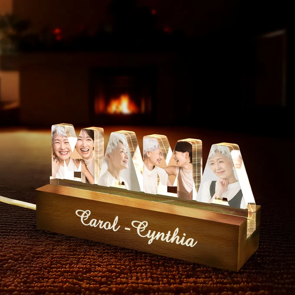 Custom Photo Mommy Grandma Custom Kid Grandkid Name - Personalized Custom Shaped LED Light - Image 4
