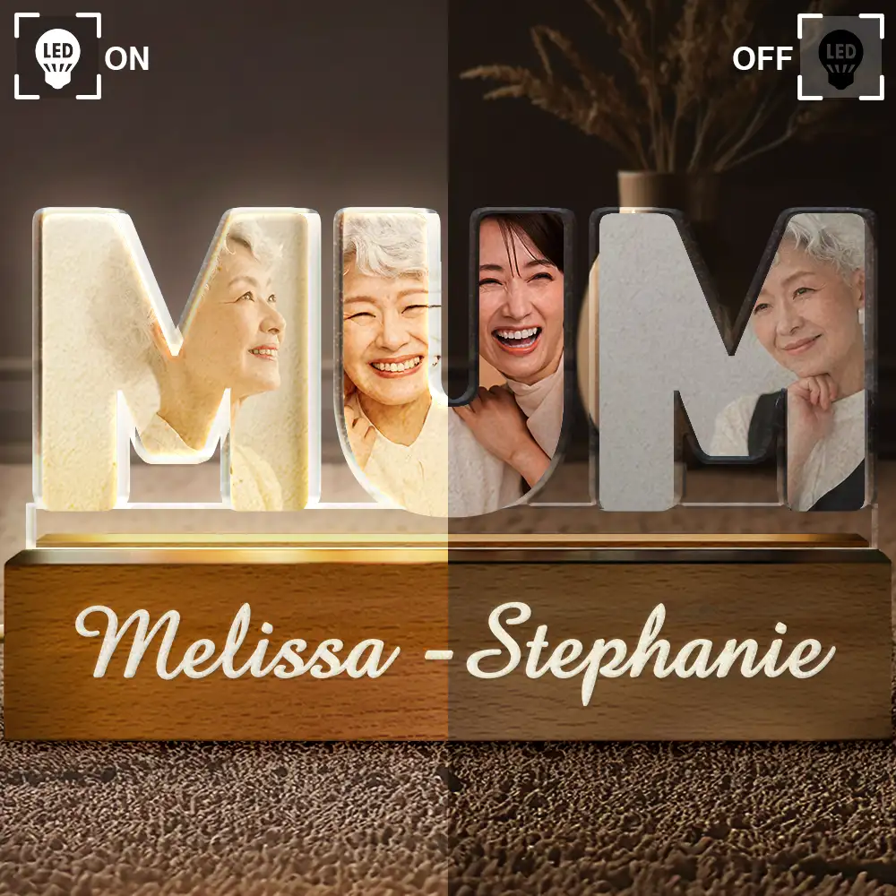 Custom Photo Mommy Grandma Custom Kid Grandkid Name - Personalized Custom Shaped LED Light - Image 5