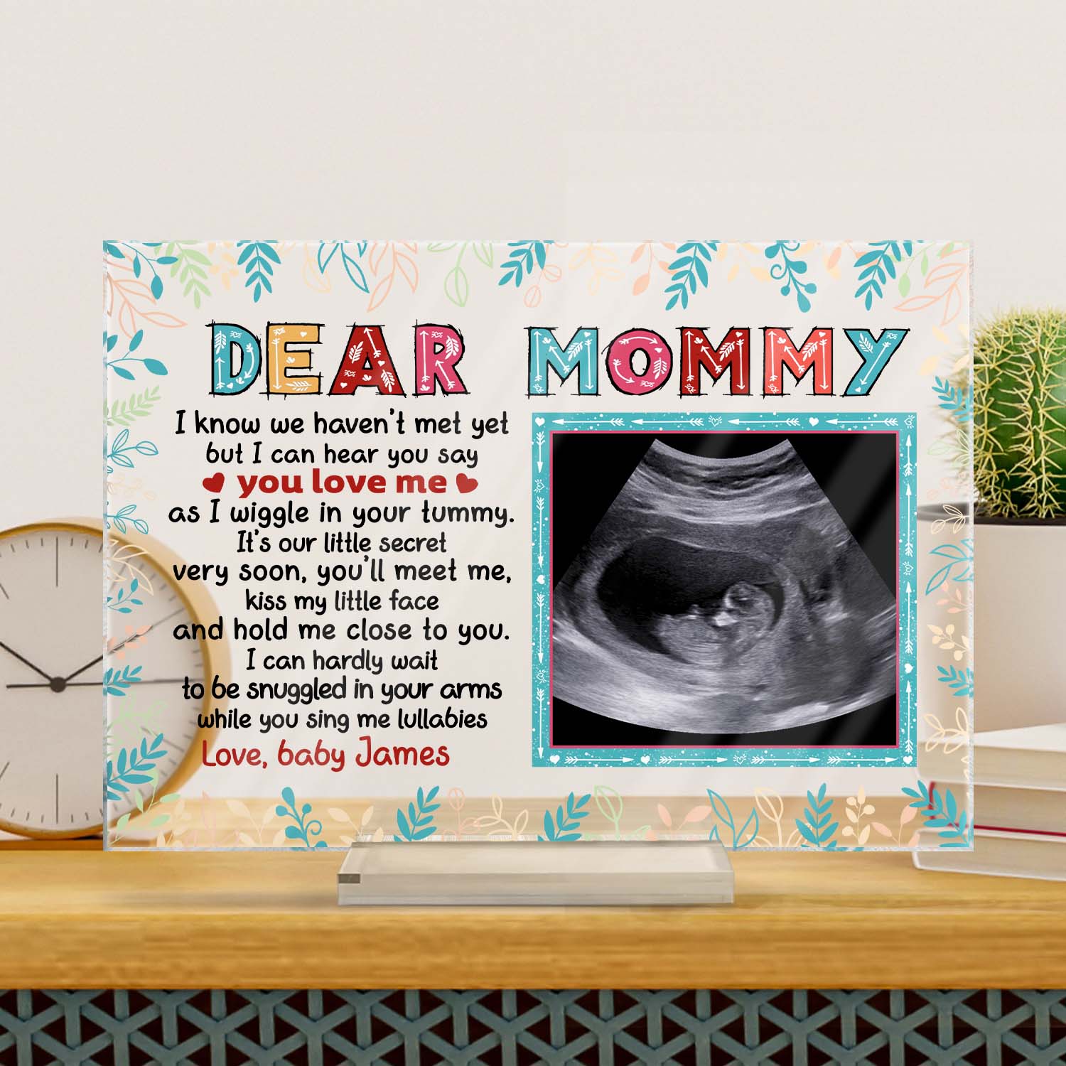 Custom Photo Mommy I Can Hear You Say You Love Me - Loving, Birthday Gift For Mom-To-Be, Mother, Mom - Personalized Custom Horizontal Rectangle Acrylic Plaque - Image 3