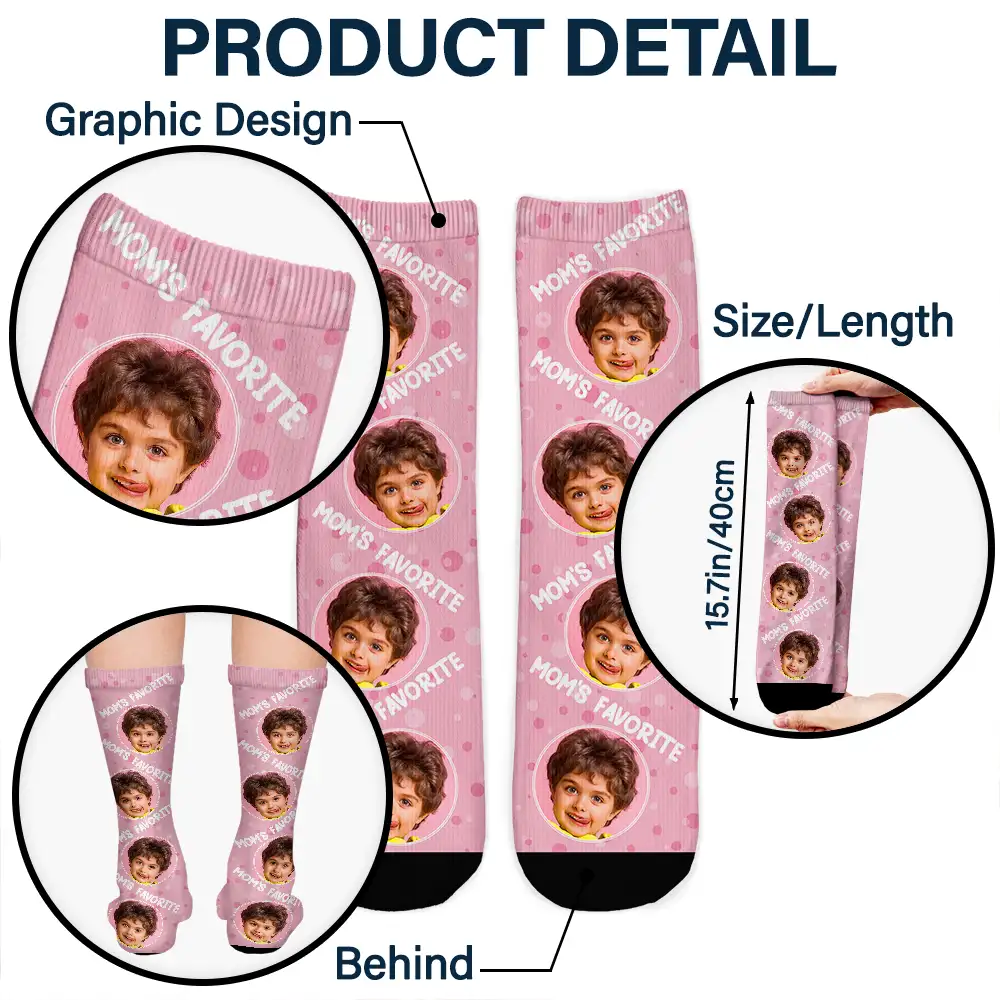 Custom Photo Mom's Favorite - Personalized Socks - Image 5