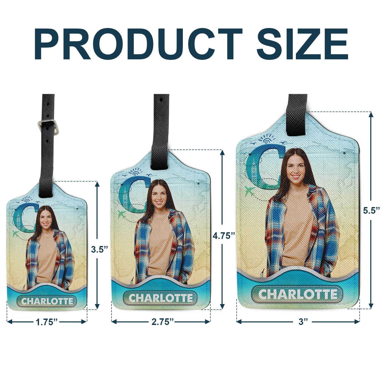 Custom Photo Monogram Traveling - Birthday Gift For Him, Her, Vacation Lovers - Personalized Luggage Tag - Image 6