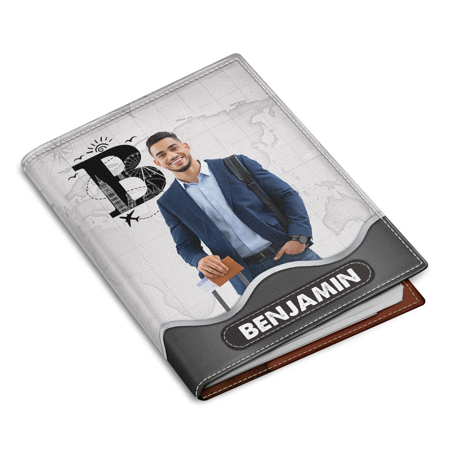 Custom Photo Monogram Traveling - Birthday Gift For Him, Her, Vacation Lovers - Personalized Passport Cover, Passport Holder - Image 3
