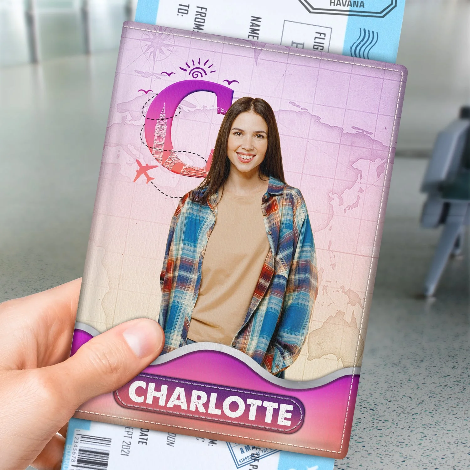 Custom Photo Monogram Traveling - Birthday Gift For Him, Her, Vacation Lovers - Personalized Passport Cover, Passport Holder - Image 4