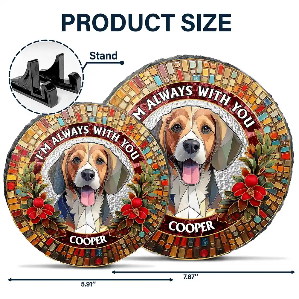Custom Photo Mosaic Portrait I'm Always With You Memorial - 3D Stained Glass Effect Printed, Personalized Circle Memorial Garden Stone - Image 5