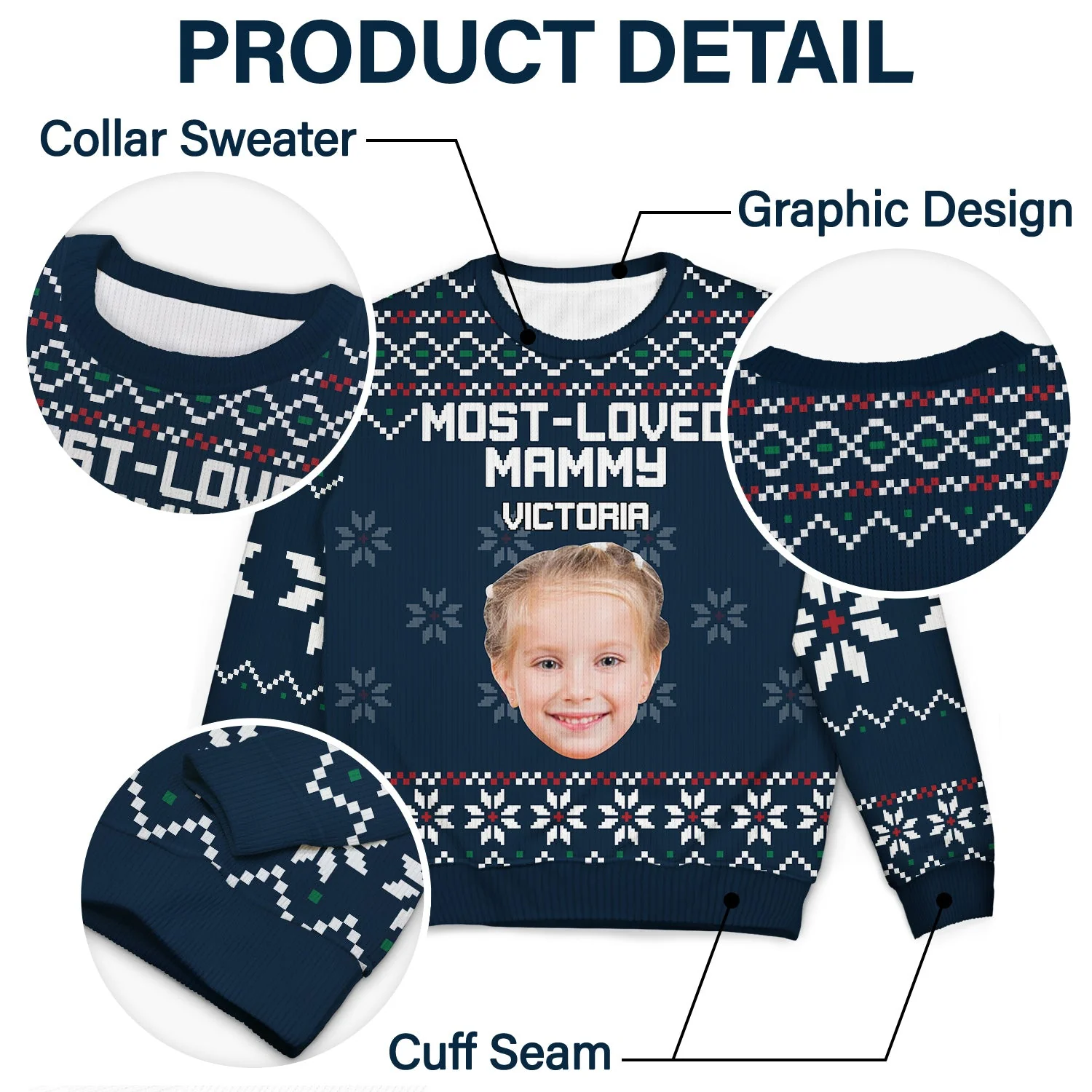 Custom Photo Most Loved Nana - Christmas, Loving Gift For Mom, Mother, Mama, Grandma, Grandmother - Personalized Unisex Ugly Sweater - Image 7