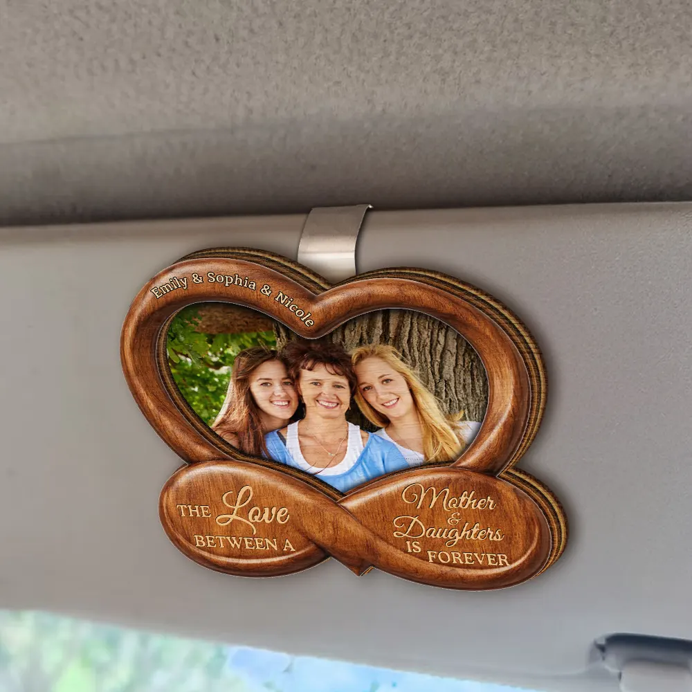 Custom Photo Mother & Daughter Heartfinity - Personalized Custom Shaped Car Visor Clip - Image 2