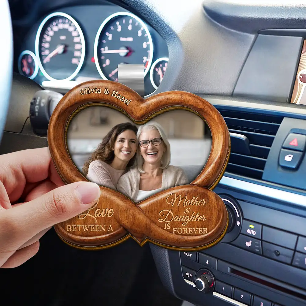 Custom Photo Mother & Daughter Heartfinity - Personalized Custom Shaped Car Visor Clip - Image 3