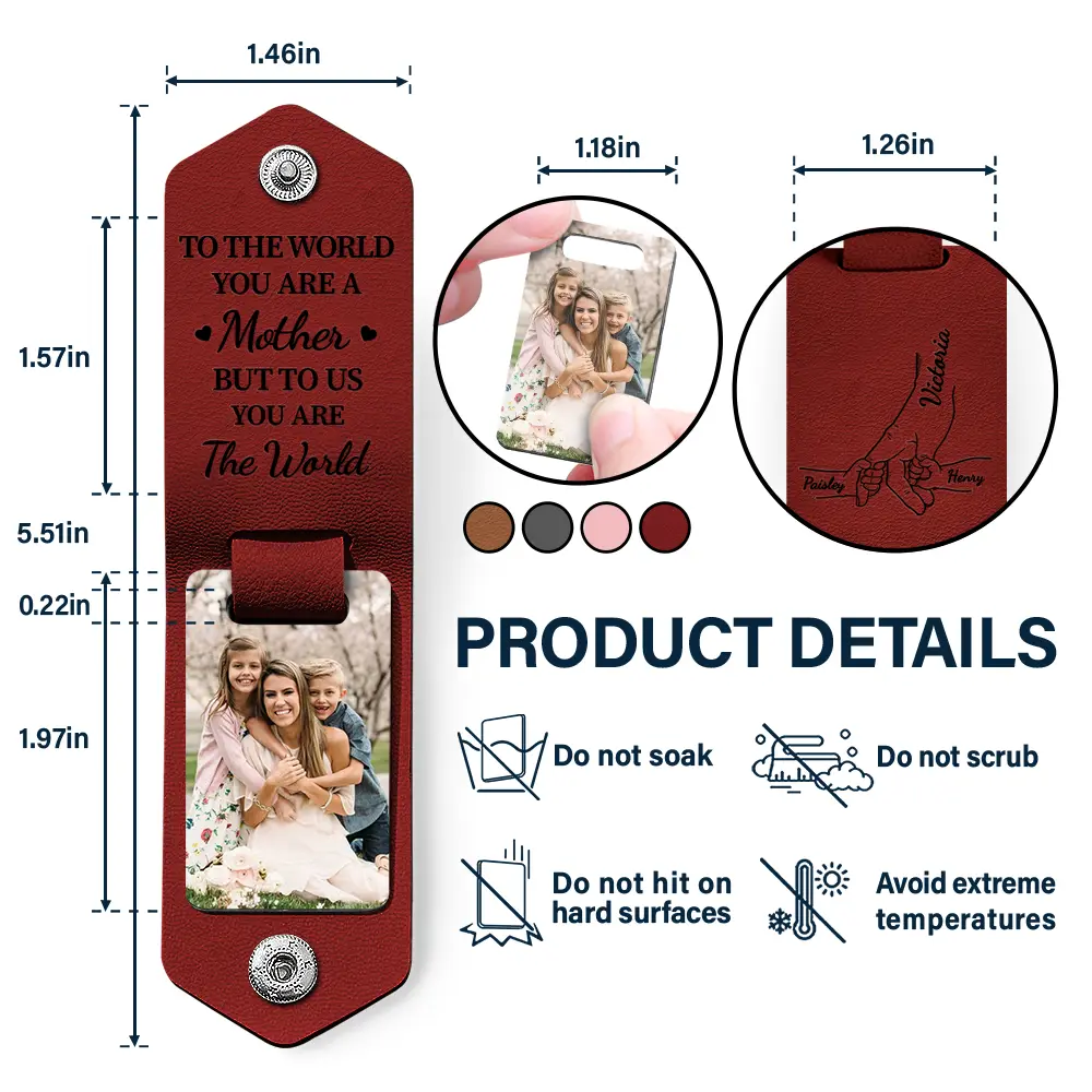 Custom Photo Mother Holds My Heart Forever - Gift For Mom, Mama - Personalized Leather Photo Keychain - Image 4