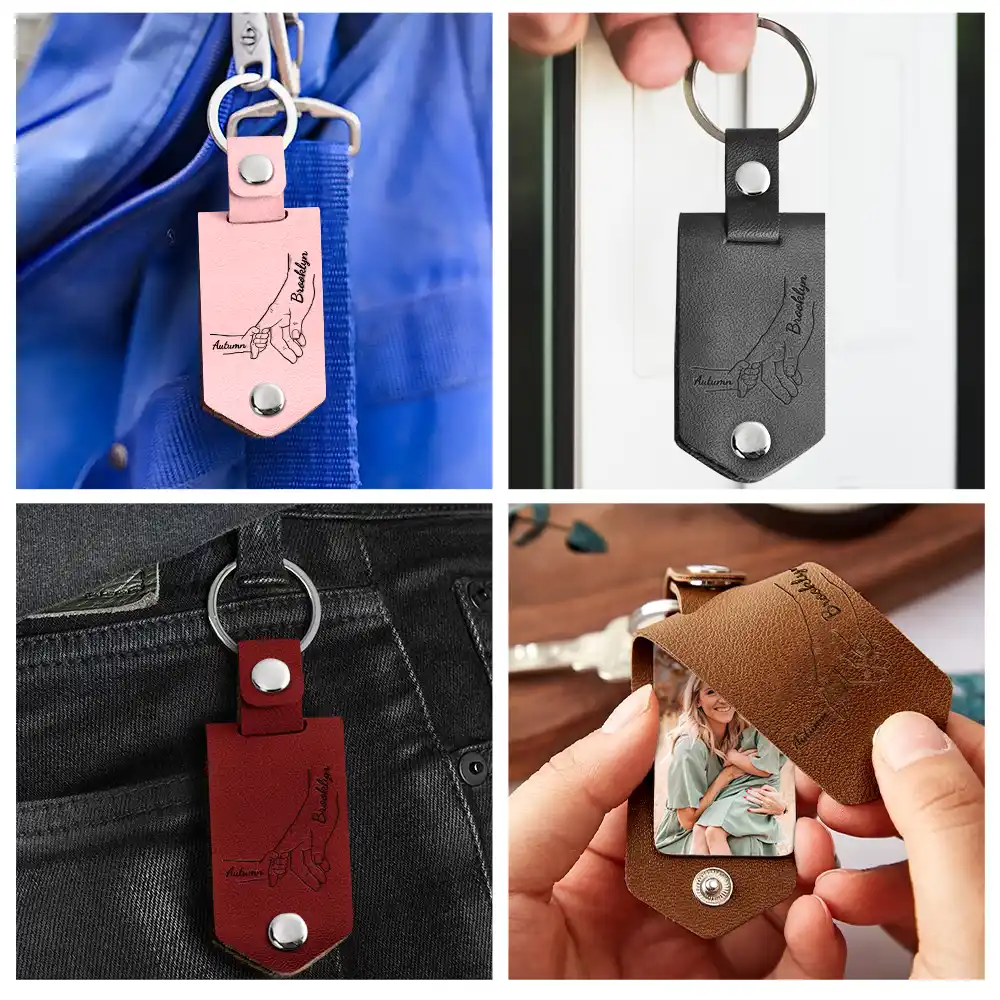 Custom Photo Mother Holds My Heart Forever - Gift For Mom, Mama - Personalized Leather Photo Keychain - Image 5