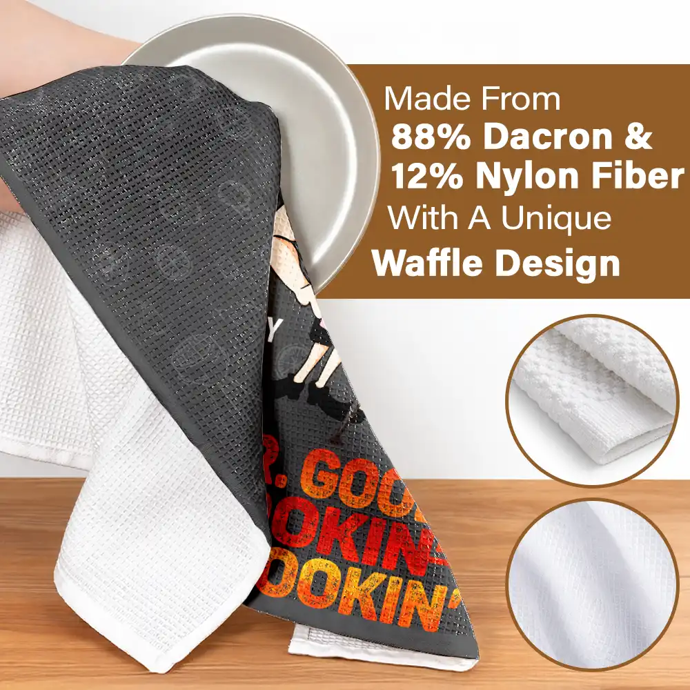 Custom Photo Mr Good Looking Is Cooking - Personalized Kitchen Towel - Image 5