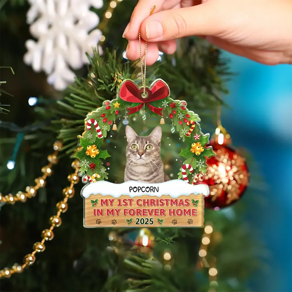 Custom Photo My 1st Christmas In My Forever Home - Personalized Custom Shaped Acrylic Ornament - Image 5