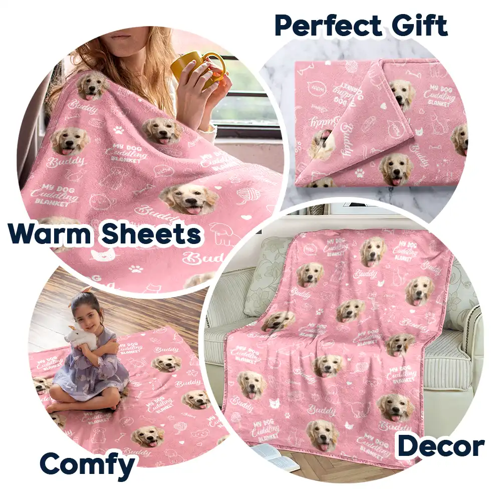 Custom Photo My Cat Cuddling Blanket - Personalized Fleece Blanket, Sherpa Blanket - Image 7