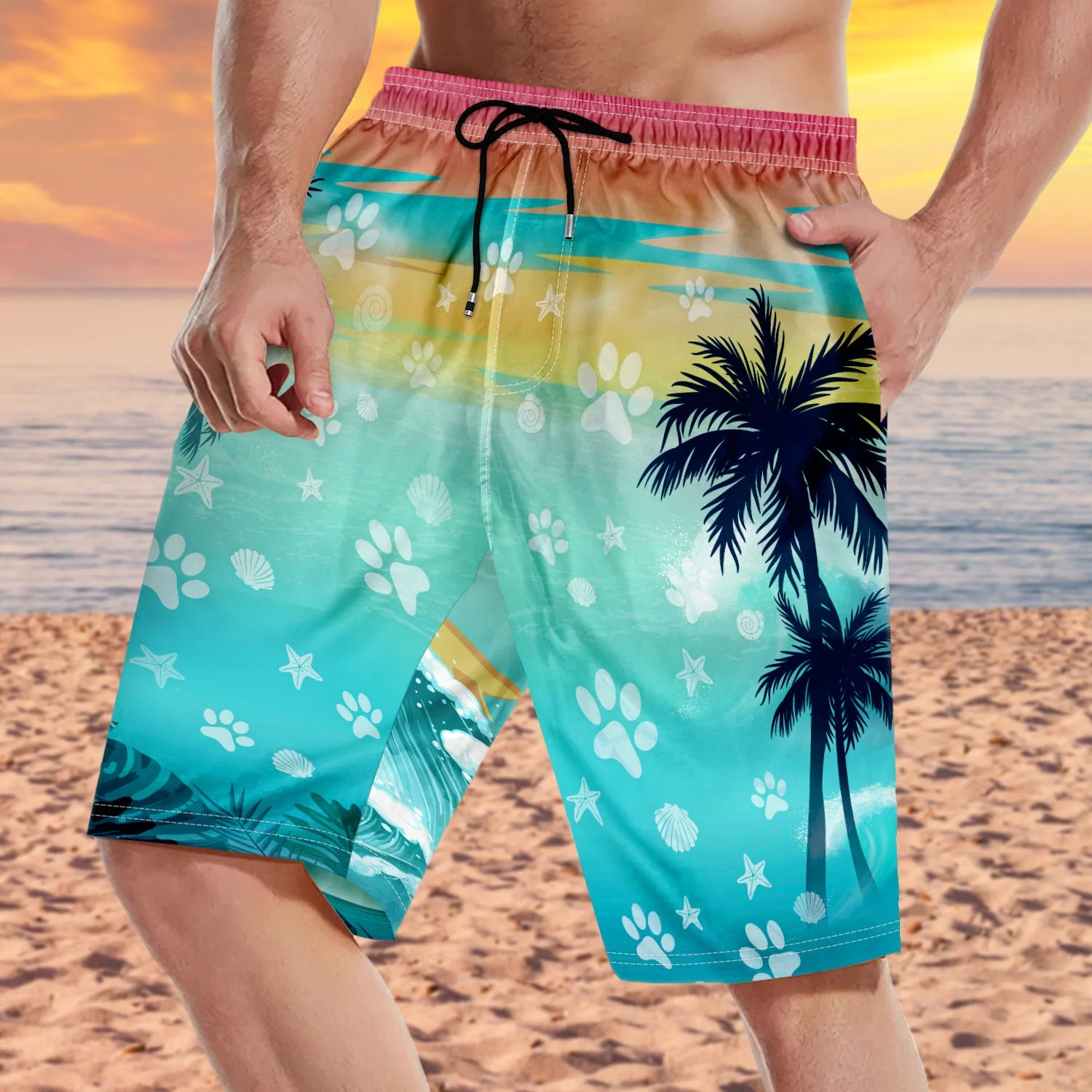 Custom Photo My Dog Cat Pet Is Watching You - Funny Gift For Pet Lovers, Dog Mom, Cat Mom, Dog Dad, Cat Dad - Personalized Custom Unisex Beach Shorts - Image 4