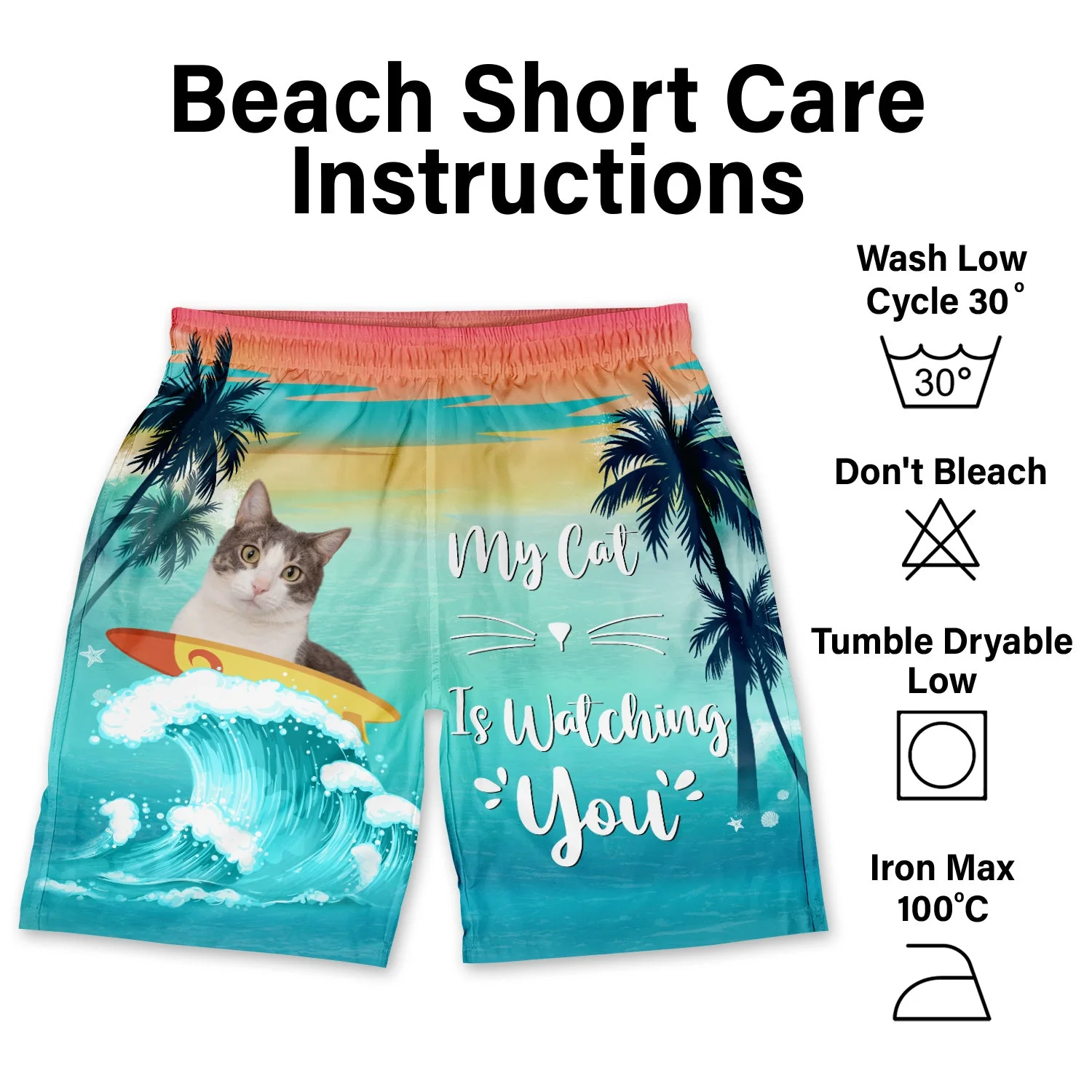 Custom Photo My Dog Cat Pet Is Watching You - Funny Gift For Pet Lovers, Dog Mom, Cat Mom, Dog Dad, Cat Dad - Personalized Custom Unisex Beach Shorts - Image 7
