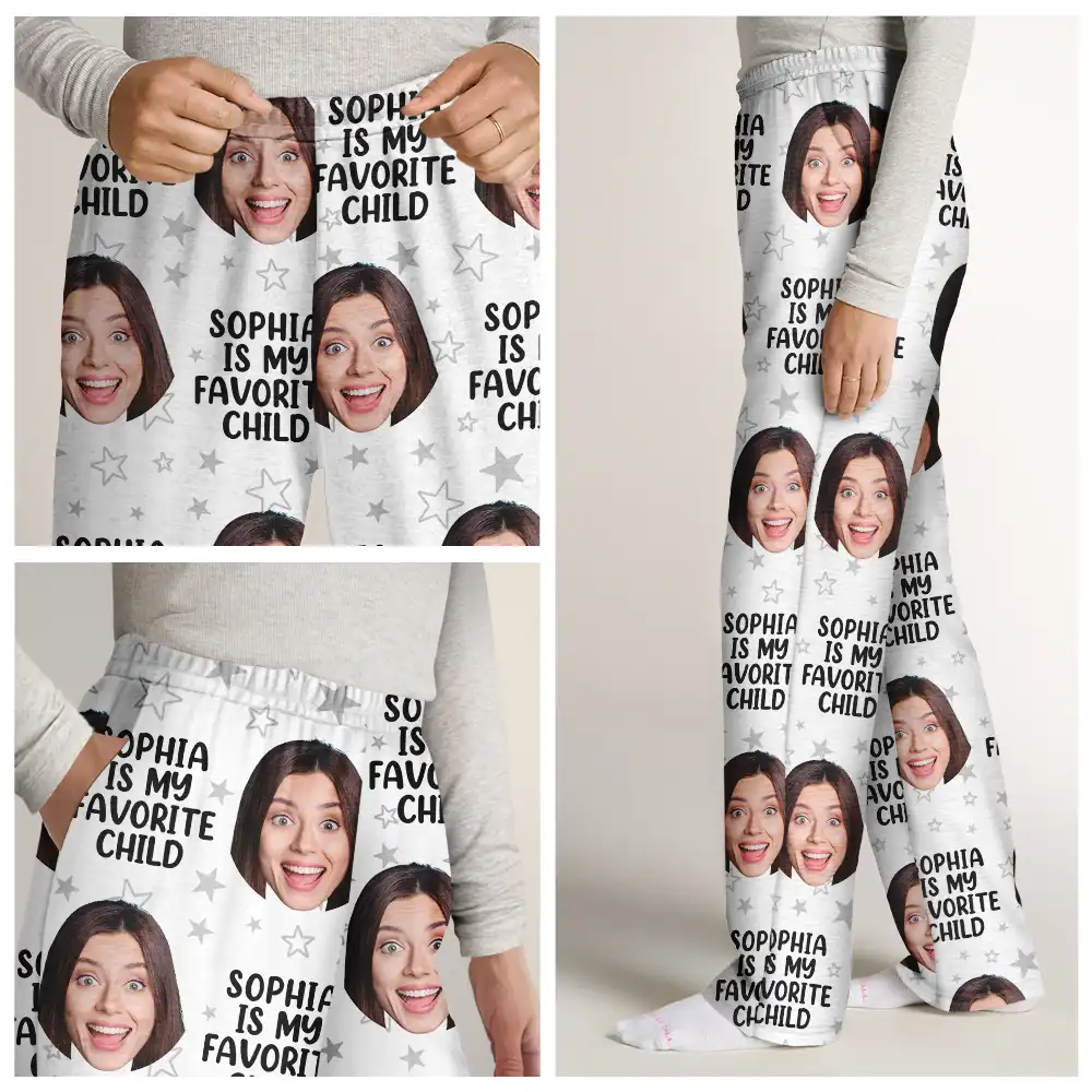Custom Photo My Favorite Child Funny Children Mom Dad - Personalized Pajama Pants - Image 8