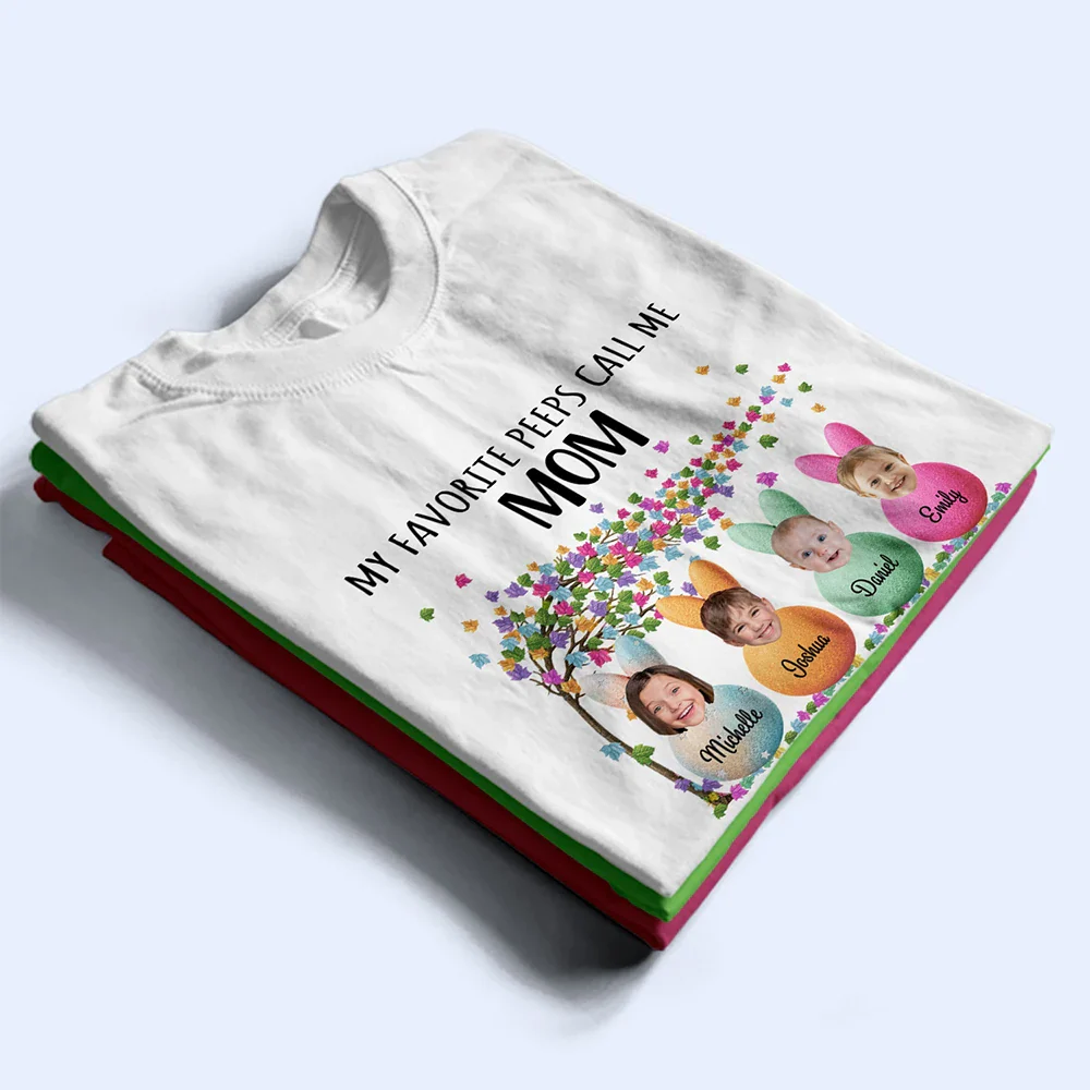 Custom Photo My Favorite Peeps Call Me Grandma - Personalized T Shirt - Image 3