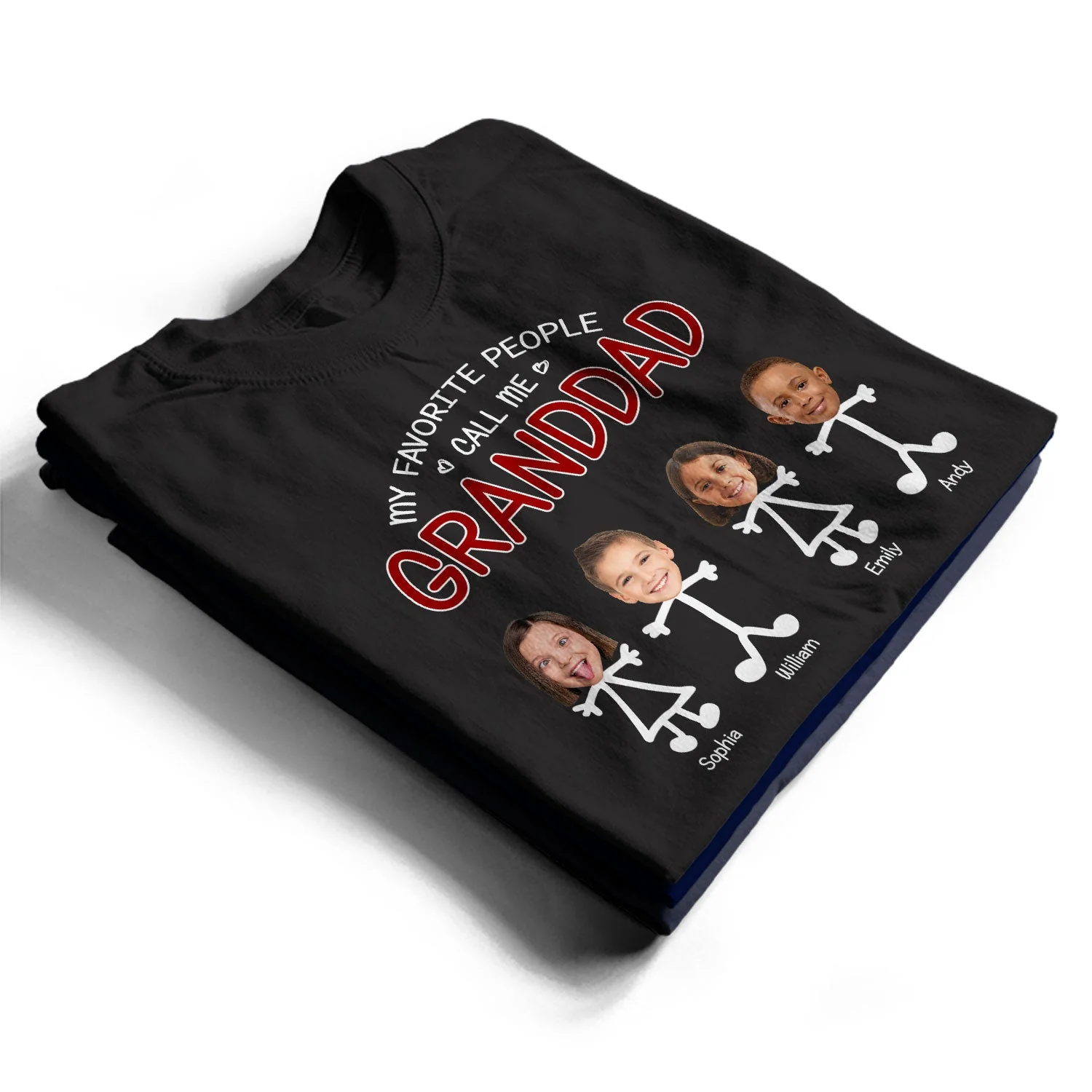 Custom Photo My Favorite People Call Me Grandpa - Birthday, Loving Gift For Dad, Daddy, Father, Grandfather - Personalized Custom T Shirt - Image 2