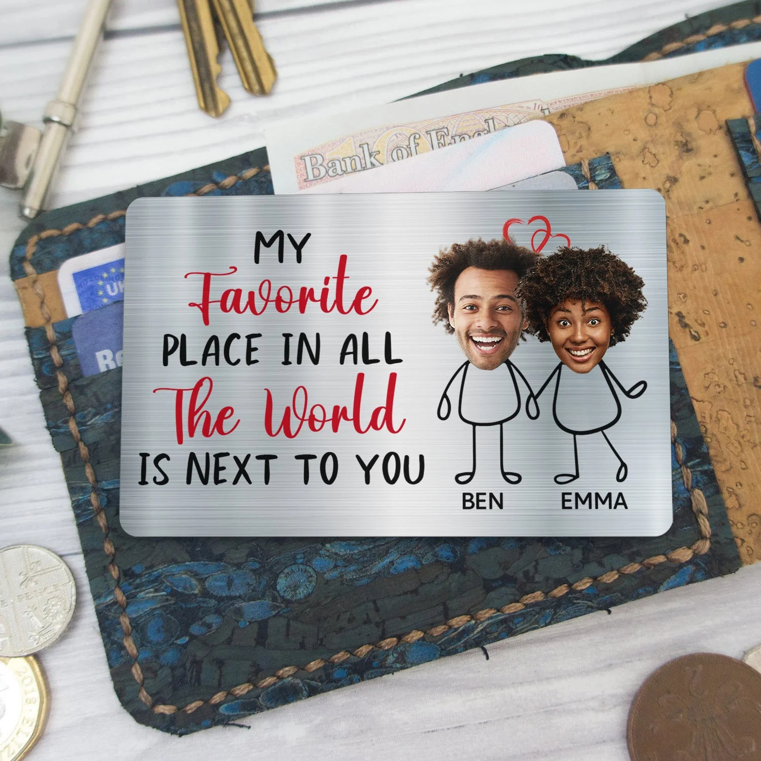 Custom Photo My Favorite Place - Gift For Couples, Husband, Wife - Personalized Aluminum Wallet Card - Image 5