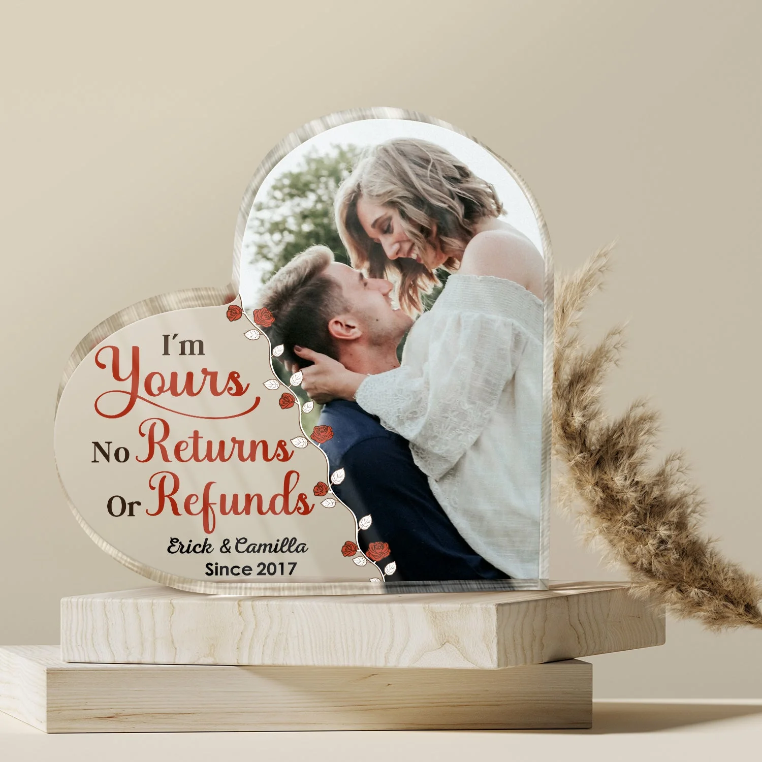 Custom Photo My Favorite Place In All The World - Anniversary Gift For Couple - Personalized Custom Heart Shaped Acrylic Plaque - Image 4