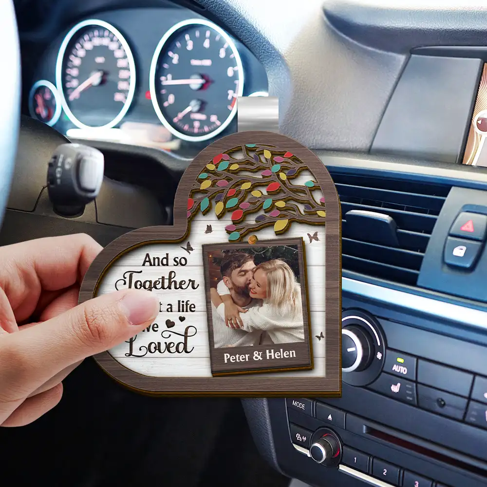 Custom Photo My Favorite Place In All The World Is Next To You - Personalized Custom Shaped Car Visor Clip - Image 3