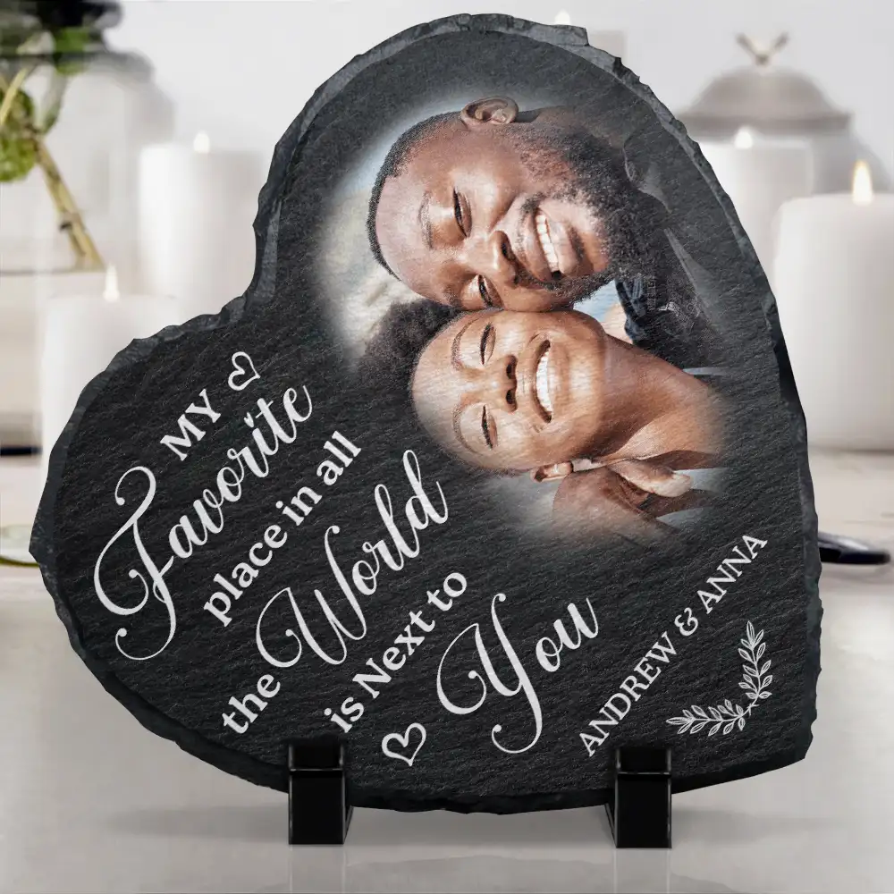 Custom Photo My Favorite Place In All The World - Personalized Heart Memorial Garden Stone - Image 4