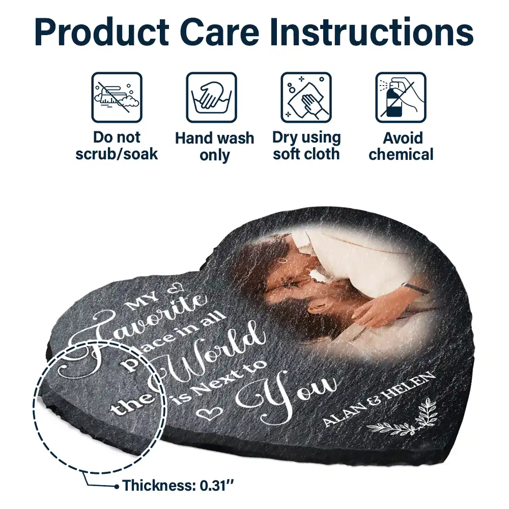 Custom Photo My Favorite Place In All The World - Personalized Heart Memorial Garden Stone - Image 6