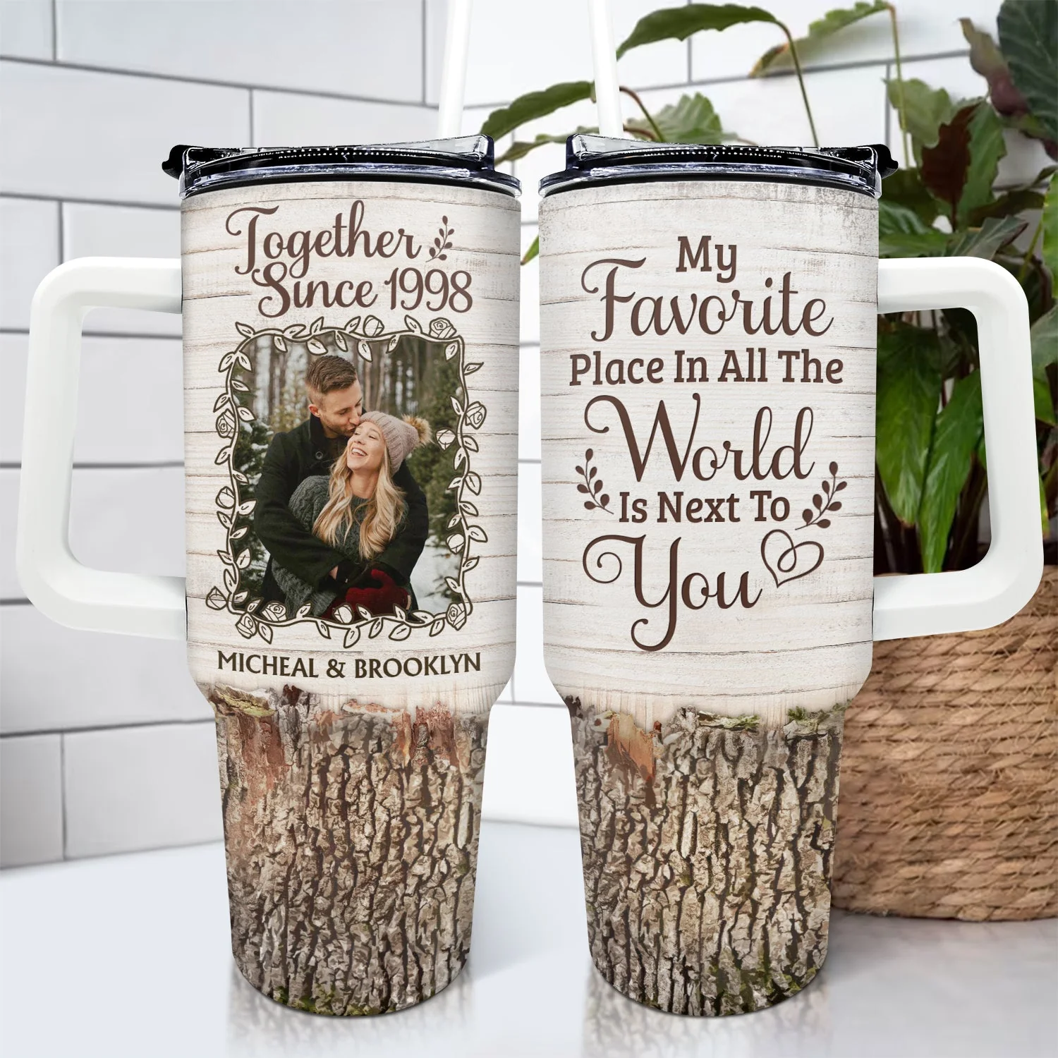 Custom Photo My Favorite Place Is Next To You - Gift For Couples - Personalized 40oz Tumbler With Straw - Image 4