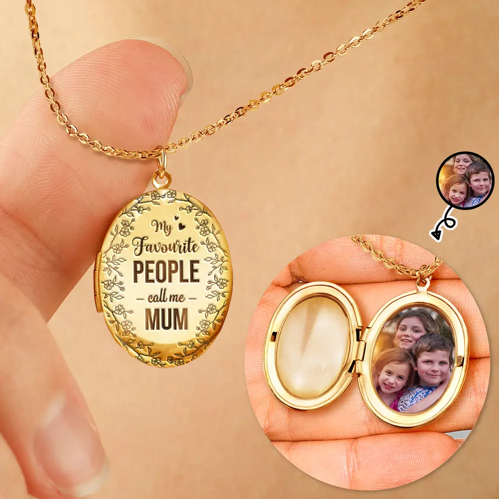 Custom Photo My Favourite People Call Me Mum - Personalised Locket Necklace