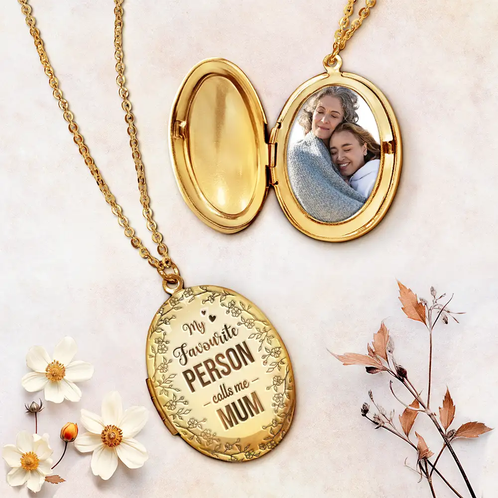 Custom Photo My Favourite People Call Me Mum - Personalised Locket Necklace - Image 2