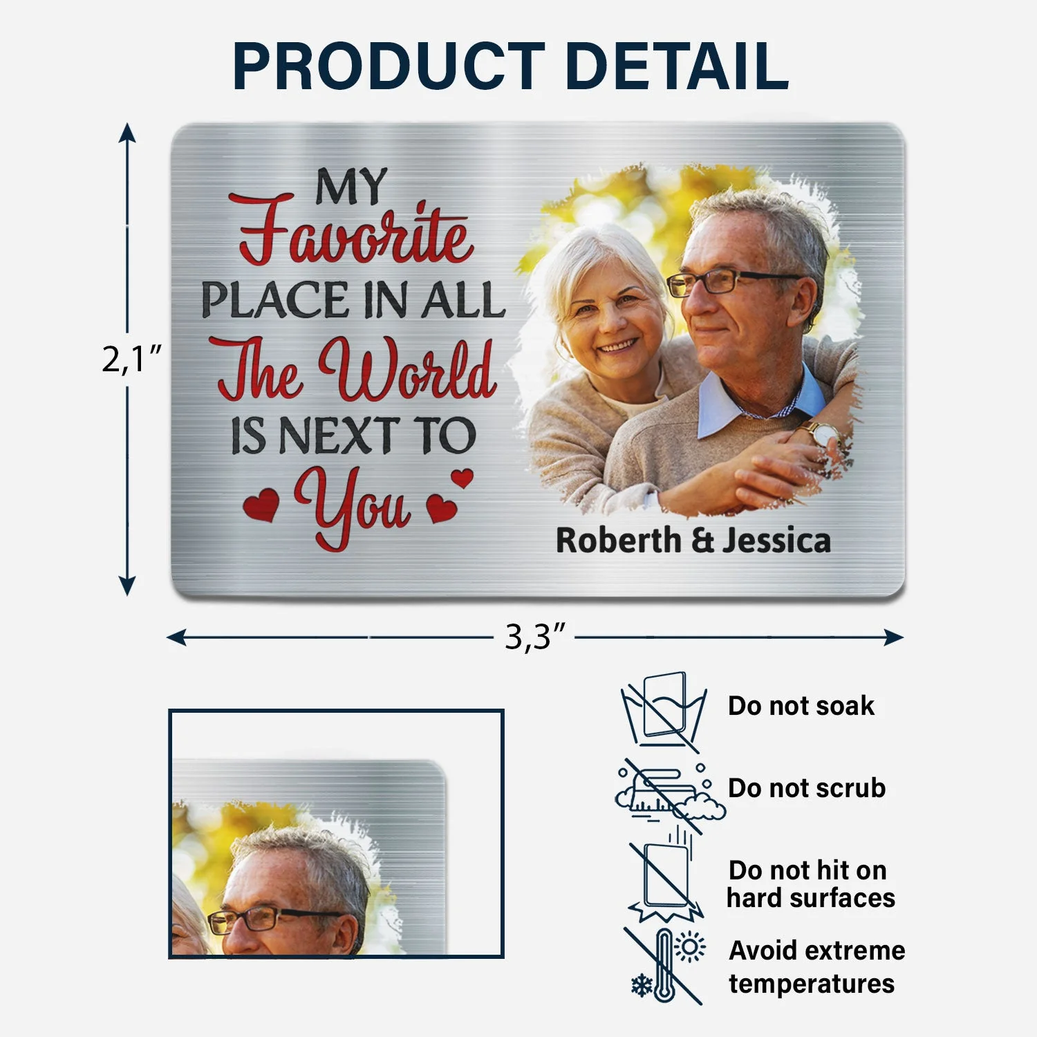 Custom Photo My Favourite Place In All The World - Gift For Couples, Husband, Wife - Personalized Aluminum Wallet Card - Image 6