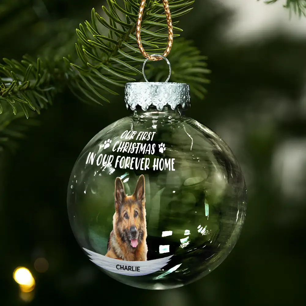 Custom Photo My First Christmas In My Forever Home - Personalized Ball Ornament - Image 3
