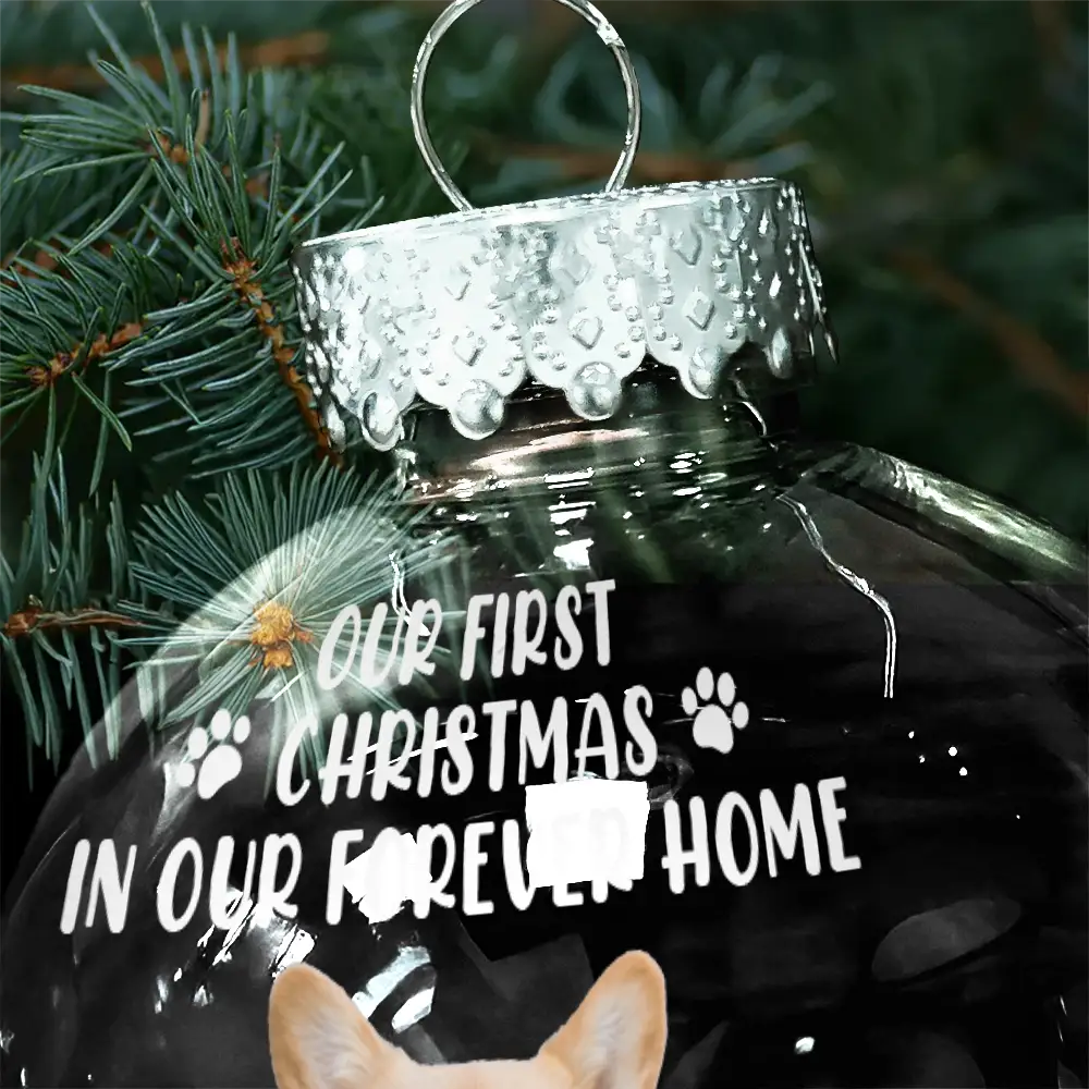 Custom Photo My First Christmas In My Forever Home - Personalized Ball Ornament - Image 6