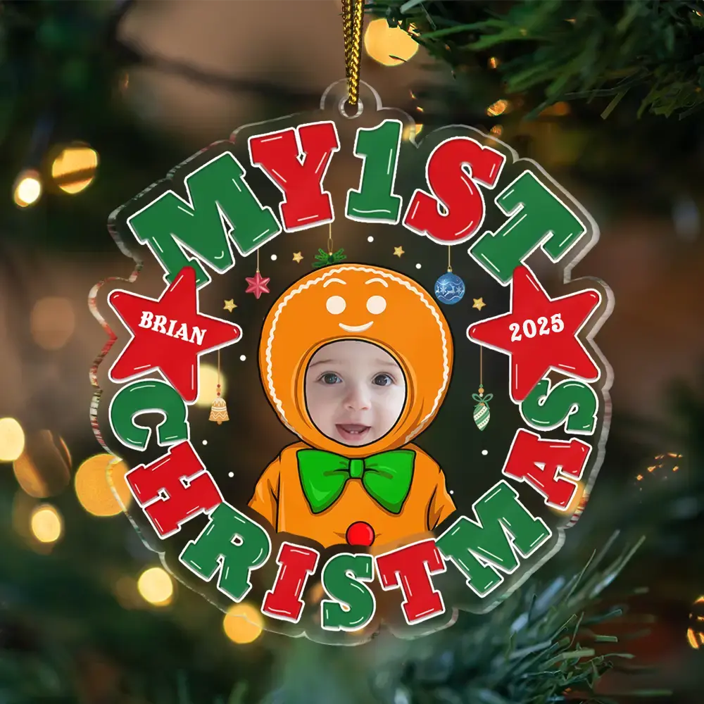Custom Photo My First Christmas - Personalized Custom Shaped Acrylic Ornament - Image 4